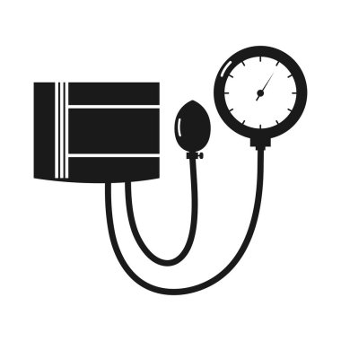 Siyah şekiller manuel kan basıncı simgesi beyaza izole edildi