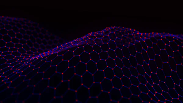 Futuristic Hexagon Background Futuristic Honeycomb Concept Wave Particles Data Technology — Stok Foto