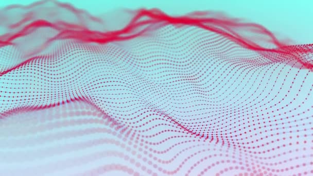 光の背景に抽象的な波 粒子の波 デジタルコミュニケーションの概念 ビッグデータ可視化 3Dレンダリング 4Kアニメーション — ストック動画