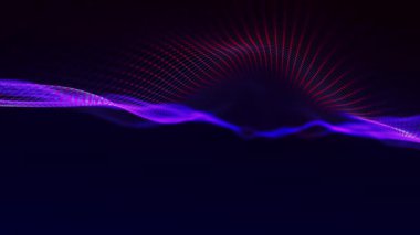 Abstract digital background. Dynamic wave of glowing particles. Data flow information. Concept of digital communication. Big data visualization. 3D rendering. 4k