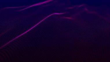 Dinamik dalgalı soyut bir arkaplan. Gelecekçi nokta dalgası. Ses dalgası görüntüsü. Büyük veri görselleştirmesi. 4k animasyon. 3d oluşturma.