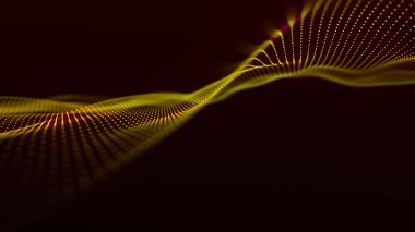 Parlayan parçacıkların dinamik dalgası. Veri akışı bilgisi. Dijital iletişim kavramı. Büyük veri görselleştirmesi. 3B görüntüleme