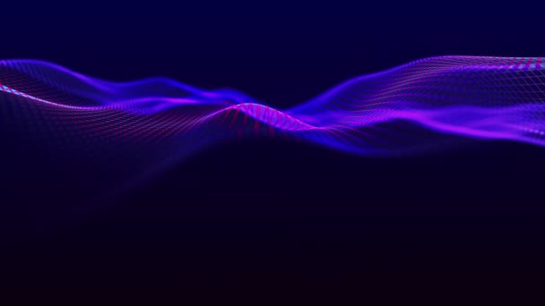 Abstract Digital Background Dynamic Wave Glowing Particles Data Flow Information — Stock Video