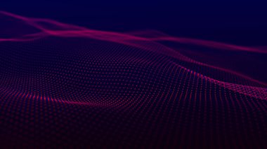 Parlayan parçacıkların dinamik dalgası. Veri akışı bilgisi. Dijital iletişim kavramı. Büyük veri görselleştirmesi. 3B görüntüleme