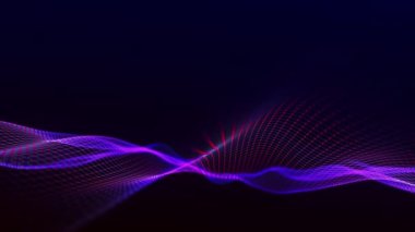 Dynamic wave of glowing particles. Abstract digital background. Data flow information. Concept of digital communication. Big data visualization. 3D rendering. 4k animation.