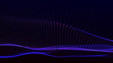 Parlayan parçacıkların dinamik dalgası. Veri akışı bilgisi. Dijital iletişim kavramı. Büyük veri görselleştirmesi. 3B görüntüleme