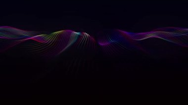 Abstract digital background. Dynamic wave of glowing particles. Data flow information. Concept of digital communication. Big data visualization. 3D rendering. 4k