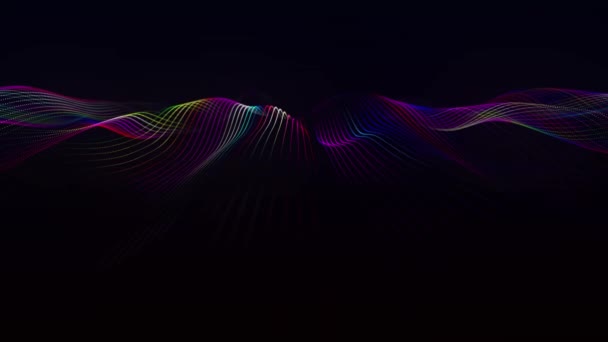 Abstract Digital Background Dynamic Wave Glowing Particles Data Flow Information — Stockvideo