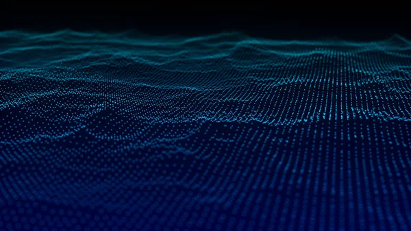 Хвиля Сяючих Крапок Темному Тлі Абстрактний Цифровий Фон Технологічна Ілюстрація — стокове фото