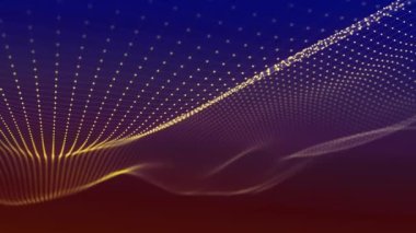 Dinamik dalgalı soyut bir arkaplan. Gelecekçi nokta dalgası. Ses dalgası görüntüsü. Büyük veri görselleştirmesi. 4k animasyon. 3d oluşturma