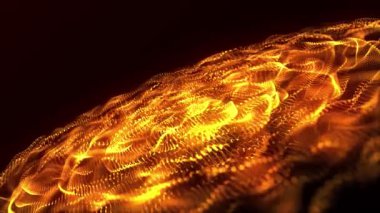 Veri akışı bilgisi. Dijital iletişim kavramı. Dijital veri akışı. Parlayan parçacıkların dinamik dalgası. 3 boyutlu görüntüleme. 4K Yüksek