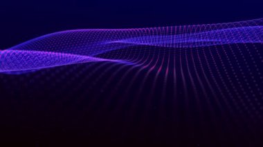 Abstract digital background. Dynamic wave of glowing particles. Data flow information. Concept of digital communication. Big data visualization. 3D rendering. 4k