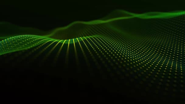 動的波による抽象的な背景 未来的なポイント波 音波可視化 ビッグデータ可視化 4Kアニメ 3Dレンダリング — ストック動画