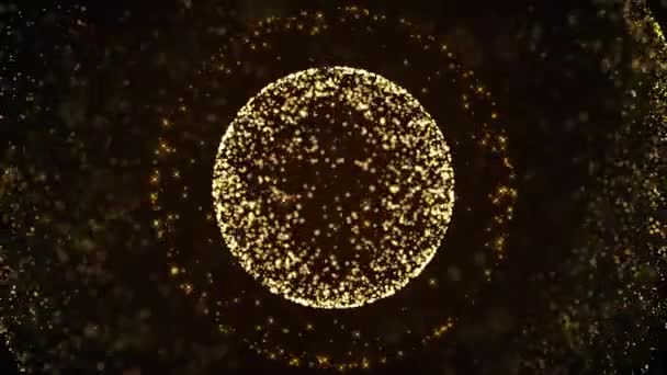 미래의 추상적 불이빛나는 점들의 그리고 마법의 에너지로 빛나는 입자의 스크린 — 비디오