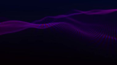 Teknoloji geçmişi. Gelecekçi nokta dalgası. Parçacıkların soyut dijital dalgası. 3 boyutlu görüntüleme. 4k animasyon.