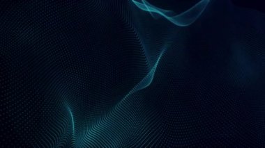 Dynamic wave of glowing particles. Digital technology background. 3d rendering. 4k animation.