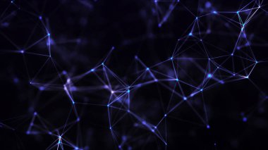 Noktaları ve çizgileri birleştiren soyut bir arkaplan. Ağ bağlantısı yapısı. Pleksus etkisi. 3d oluşturma.