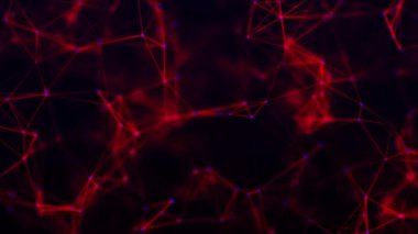 Ağ bağlantısı yapısı. Büyük veri. Noktalar ve doğrular birleştiriliyor. Soyut teknoloji geçmişi. 3D görüntüleme. 4k animasyon.