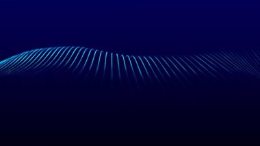Dinamik dalgalı soyut bir arkaplan. Gelecekçi nokta dalgası. Ses dalgası görüntüsü. Büyük veri görselleştirmesi. 4k animasyon. 3d oluşturma.