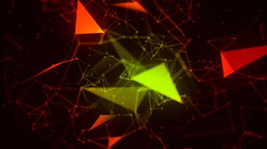 Noktaları ve çizgileri birleştiren soyut bir arkaplan. Ağ bağlantısı yapısı. Pleksus etkisi. 3d oluşturma.