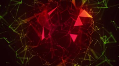 Ağ bağlantısı yapısı. Büyük veri. Noktalar ve doğrular birleştiriliyor. Soyut teknoloji geçmişi. 3D görüntüleme. 4k animasyon.