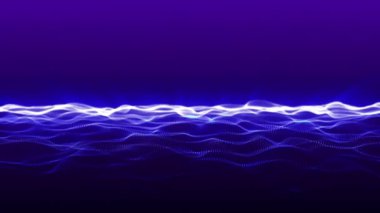 Dynamic wave of glowing particles. Abstract digital background. Data flow information. Concept of digital communication. Big data visualization. 3D rendering. 4k animation.