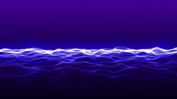Dynamic Wave Glowing Particles Abstract Digital Background Data Flow Information — Vídeos de Stock