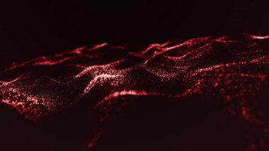 Dynamic wave of glowing particles. Digital technology background. 3d rendering. 4k animation.