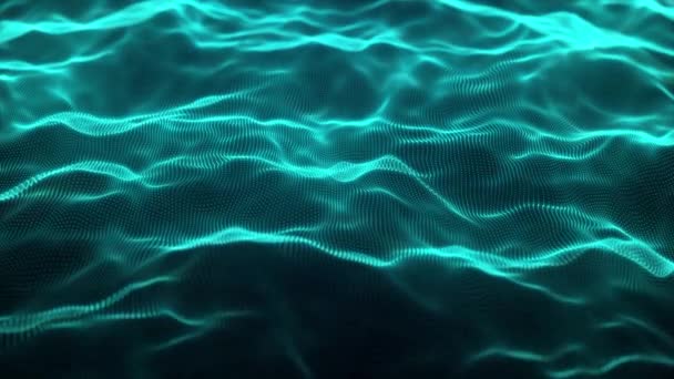 Dynamic Wave Glowing Particles Abstract Digital Background Data Flow Information — Video Stock