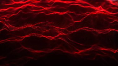 Teknoloji geçmişi. Parçacıkların soyut dijital dalgası. Gelecekçi nokta dalgası. 3d