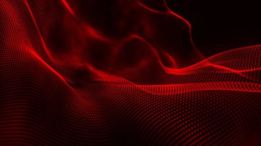 Teknoloji geçmişi. Parçacıkların soyut dijital dalgası. Gelecekçi nokta dalgası. 3d