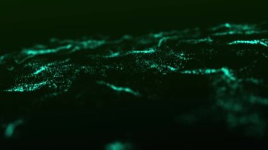 Dynamic wave of glowing particles. Digital technology background. 3d. 4k animation.