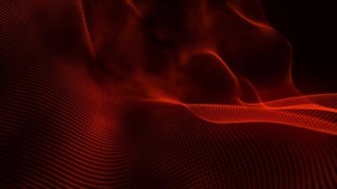 Abstract digital background. Dynamic wave of glowing particles. Data flow information. Concept of digital communication. Big data visualization. 3D rendering. 4k