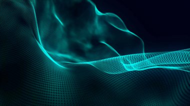 Technology background . Abstract digital wave of particles. Futuristic point wave. 3D rendering
