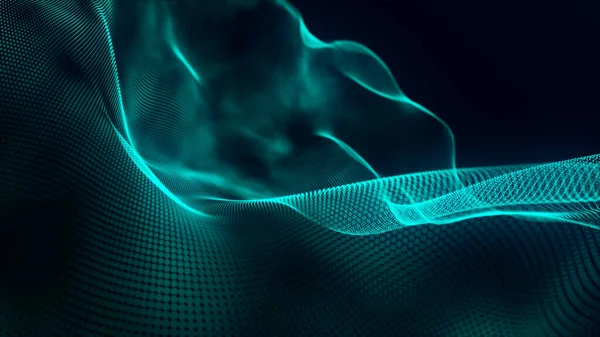 Technology background . Abstract digital wave of particles. Futuristic point wave. 3D rendering