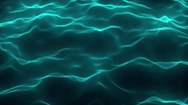 Dynamic wave of glowing particles. Abstract digital background. Data flow information. Concept of digital communication. Big data visualization. 3D rendering. 4k animation.