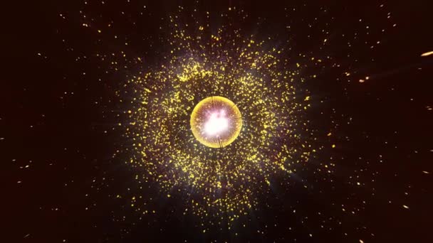 Abstract Futuristic Glowing Yellow Light Sphere Space Star Big Data — Stock videók