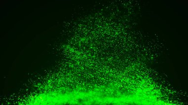 Particle tornado, motion Background. Abstract background with connecting dots. Vortex. Whirlpool bright of mixed particles of, flying on dark background. Dynamic bright particles of, randomly rotate, swirl, float in the air. 3D rendering