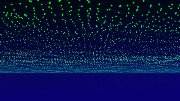 Wave of particles. Wave 3d. Abstract digital landscape. Technology background. illustration.