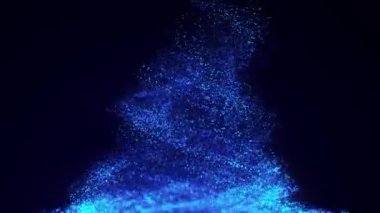 4K particle tornado, motion Background. Abstract background with connecting dots. Vortex. Wave of particles. Whirlpool of mixed particles of, flying on dark background. Dynamic particles of, randomly rotate, swirl, float in the air.