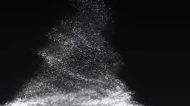 4K particle tornado, motion Background. Abstract background with connecting dots. Vortex. Wave of particles. Whirlpool of mixed particles of, flying on dark background.