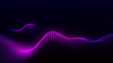 Parlayan parçacıkların dinamik renkli dalgası. Dijital teknoloji geçmişi. 3D görüntüleme. 4k animasyon.