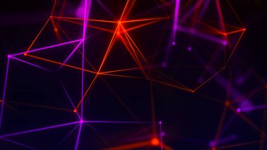 Noktaları ve çizgileri birleştiren soyut bir arkaplan. Ağ bağlantısı yapısı. Pleksus etkisi. 3d oluşturma.