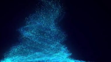 4K particle tornado, motion Background. Abstract background with connecting dots. Vortex. Wave of particles. Whirlpool of mixed particles of, flying on dark background. Dynamic particles of, randomly rotate, swirl, float in the air.