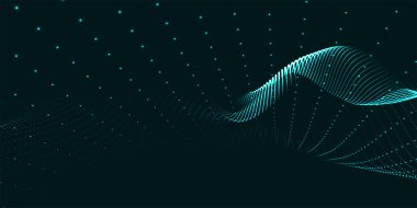 Abstract digital particle wave. Futuristic dotted wave. Technology background vector. Vector illustration