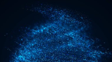 Particle tornado, motion Background. Abstract background with connecting dots. Vortex. Whirlpool bright of mixed particles of, flying on dark background. Dynamic bright particles of, randomly rotate