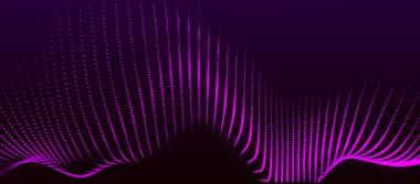 Parçacık dalgası. 3 boyutlu dalga. Soyut dijital manzara. Teknoloji geçmişi. resimleme.