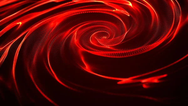 Abstract background with connecting dots. Abstract point digital wave of particles. The whirlpool of red flames. Liquid vortex. Whirlpool. 3d