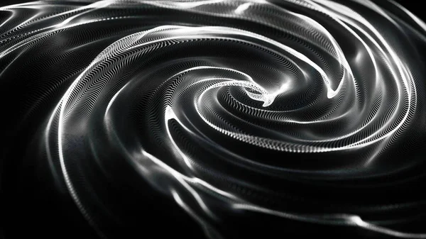Abstract background with connecting dots. Abstract point digital wave of particles. The whirlpool of bright flames. Liquid vortex. Whirlpool. 3d