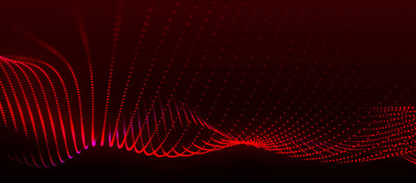 Волна частиц. Волна 3d. Абстрактный цифровой ландшафт. Технологический фон. иллюстрация.